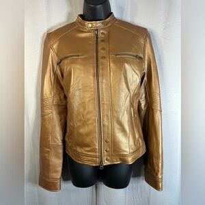 MODA INTERNATIONAL MOTO JACKET‎ WOMEN'S LEATHER BRONZE SIZE SMALL